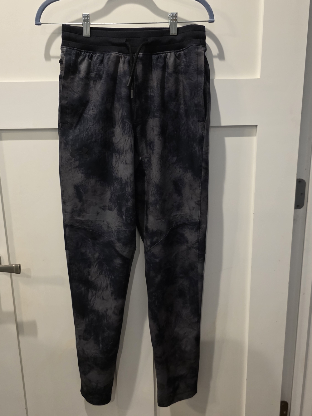 Under Armour Mens Elite Fitted Joggers Camo  Black Gray Small Tie dye Training